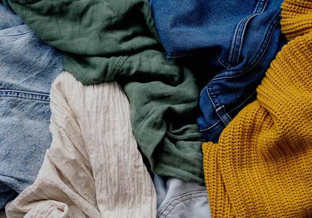 Dirty clothes in a pile closeup