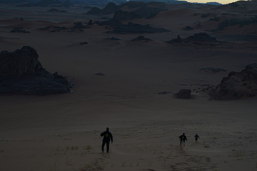 go to the road trip with friends to explore the desert of algeria