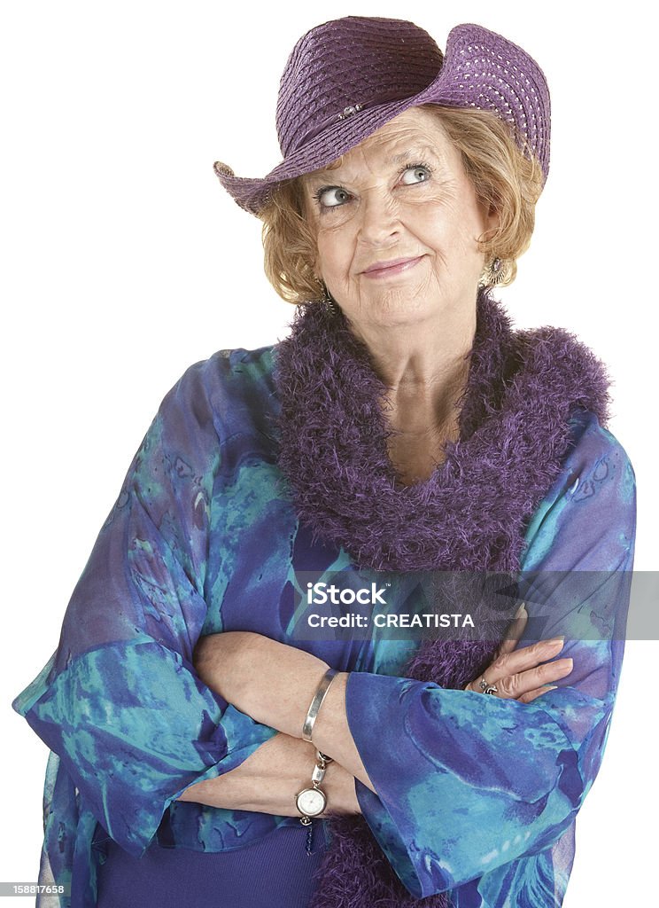Grinning Senior Lady - Foto stock royalty-free di Adulto