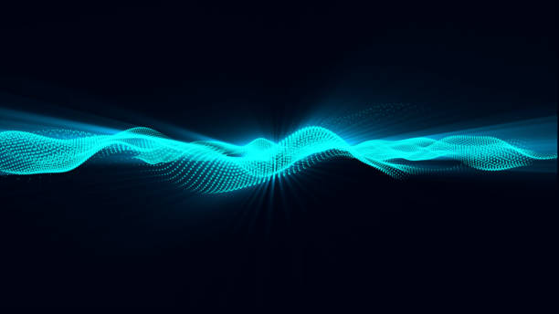 istock Black abstract background and bright blue digital dots form wave. Futuristic, Modern, Digital, Abstract and technology dots wave background. Data technology. Connecting dots and lines on black background. 3d illustration and 4k footage 1588187611