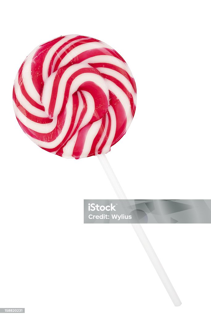 Vermelho e branco em espiral lollipop - Foto de stock de Alimentação Não-saudável royalty-free