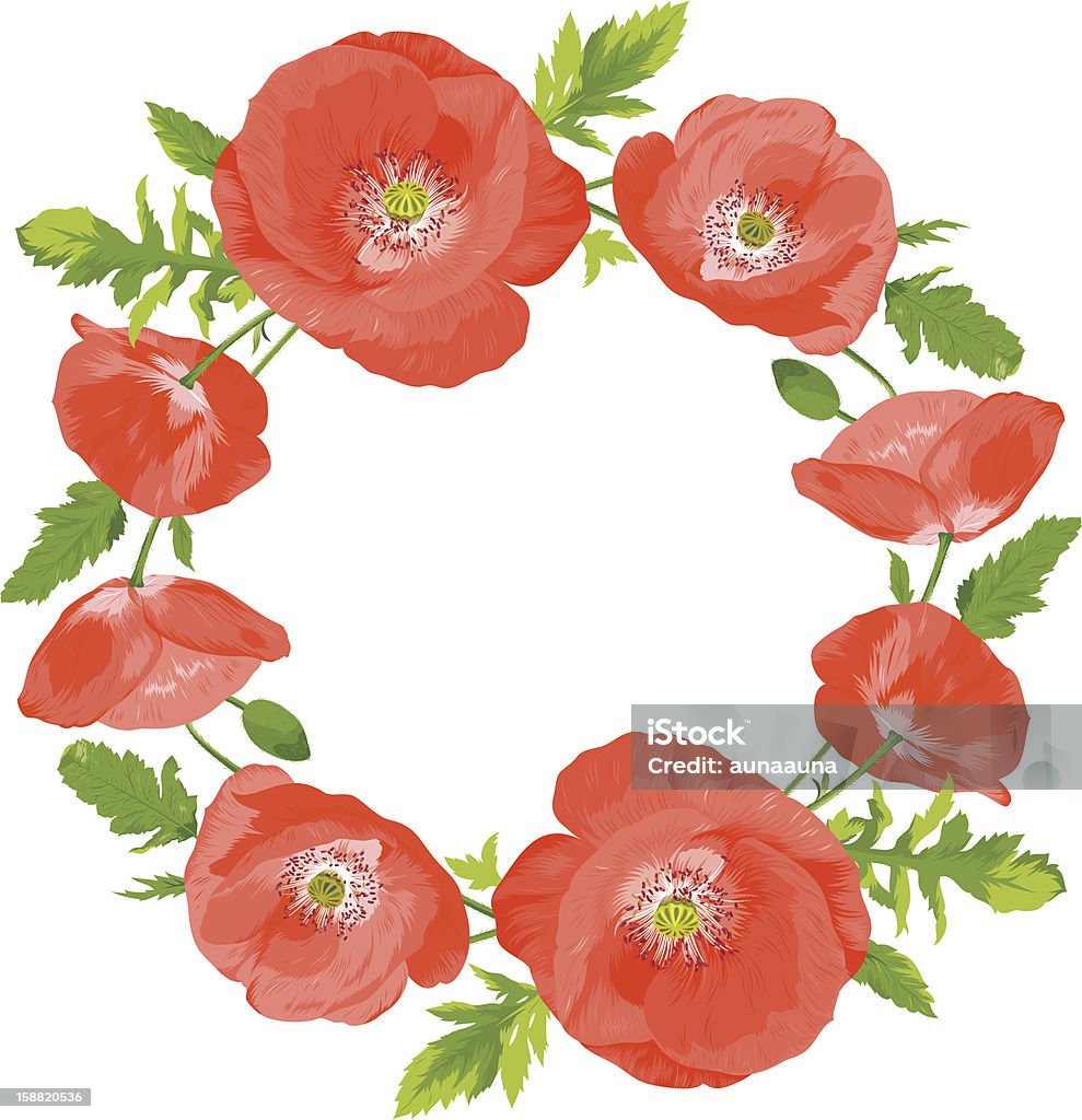 Poppies Kranz - Lizenzfrei Baumblüte Vektorgrafik