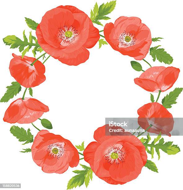 Poppies Kranz Stock Vektor Art und mehr Bilder von Baumblüte - Baumblüte, Blatt - Pflanzenbestandteile, Blume