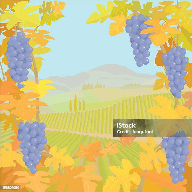 Осенний Пейзаж — стоковая векторная графика и другие изображения на тему Бочка - Бочка, Бочка для вина, Векторная графика
