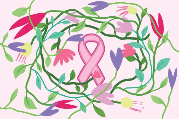 Vector illustration of Pink ribbon for breast cancer awareness