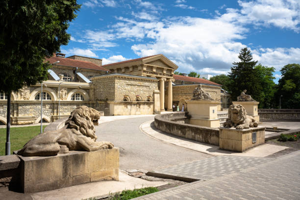 Nikolai Semashko Therapeutic Mud Baths in Yessentuki, spa city in Caucasian Mineral Waters region, Stavropol Krai, Russia. Old building, historical landmark in summer.