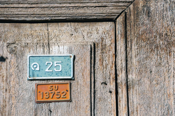 istock Numbers on old wooden door 1588264556