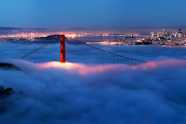 ゴールデンゲート - golden gate bridge bridge night sunset ストックフォトと画像