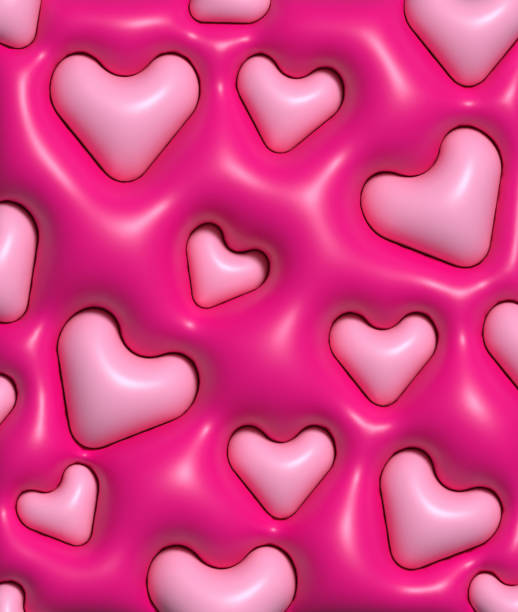 istock Abstract pink background with red hearts, wallpaper for mobile devices, 3D illustration 1588283718