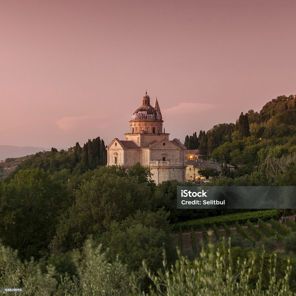 Basílica de San Biagio ao anoitecer, Montepulciano, Toscana, Itália - Royalty-free Nossa Senhora de San Biagio Foto de stock