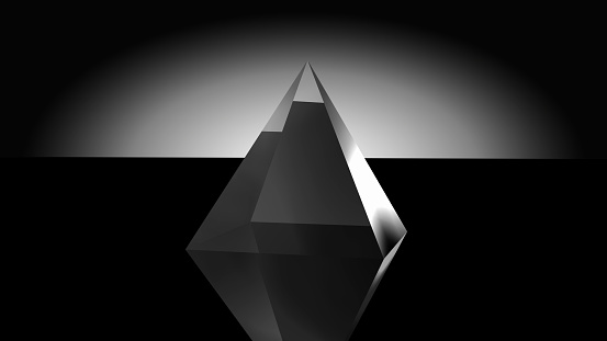 3D Rendering Of Realistic Looking Geometric Pyramid Object On White Background