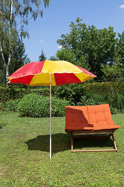 istock Beach chair with umbrella 158834591