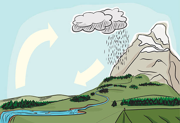 stockillustraties, clipart, cartoons en iconen met natural water cycle - waterkringloop