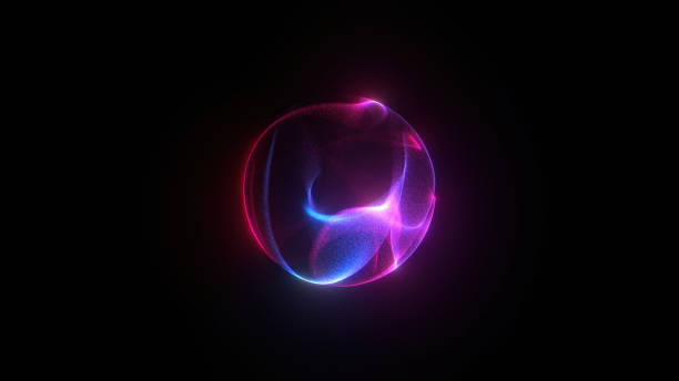 istock Futuristic energy sphere on black background representing AI and future technologies . 3D design element 1588363482