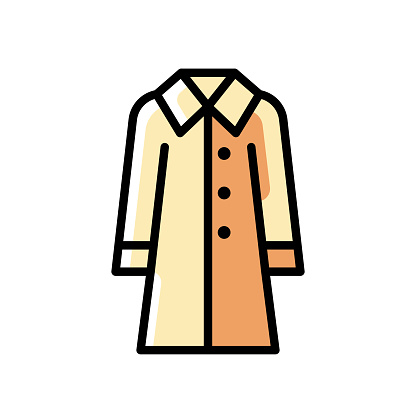 Vector illustration of a trench coat against a white background in line art style.