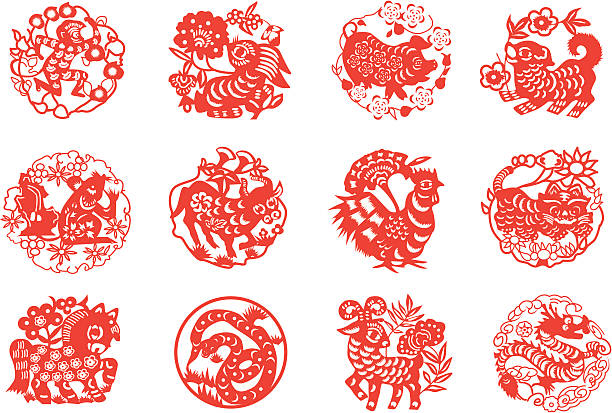 동물 중국 일정 - snake chinese new year chinese zodiac sign china stock illustrations