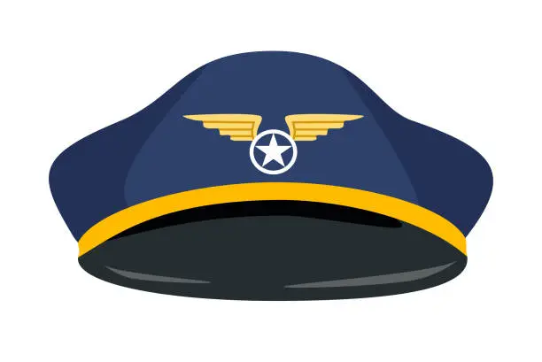 Vector illustration of Cartoon vector aviation pilot hat