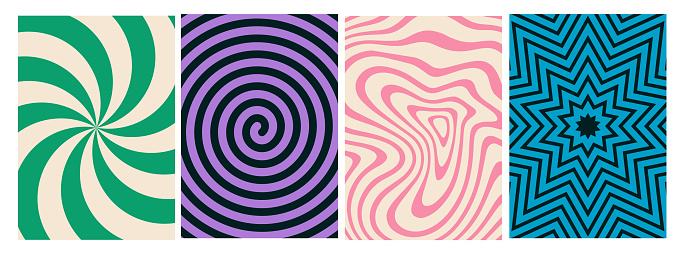 Psychedelic Swirl Carnival Pattern. Retro Waves, Swirl, Twirl Background. Abstract Groovy Texture. Y2k aesthetic.