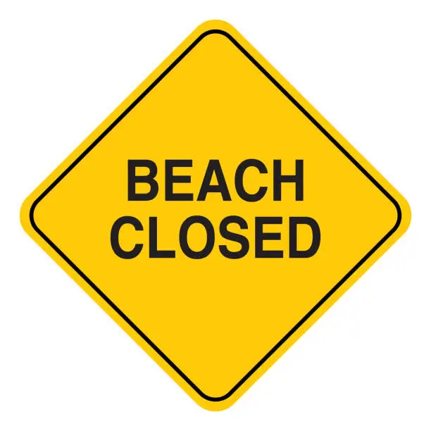 Vector illustration of Beach Closed Road Sign