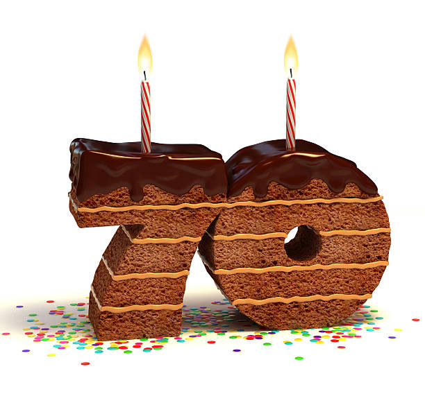 number seventy shaped chocolate cake