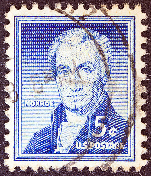 istock USA stamp shows the fifth President James Monroe (1954) 158844277