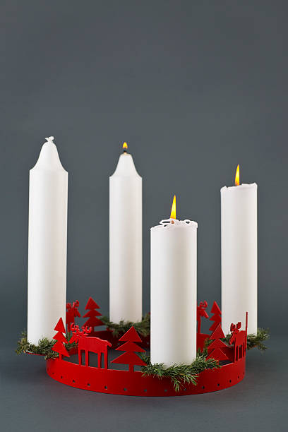 Scandinavian Style Advent Wreath Advent wreath on the 3rd Sunday of Advent. hott stock pictures, royalty-free photos & images