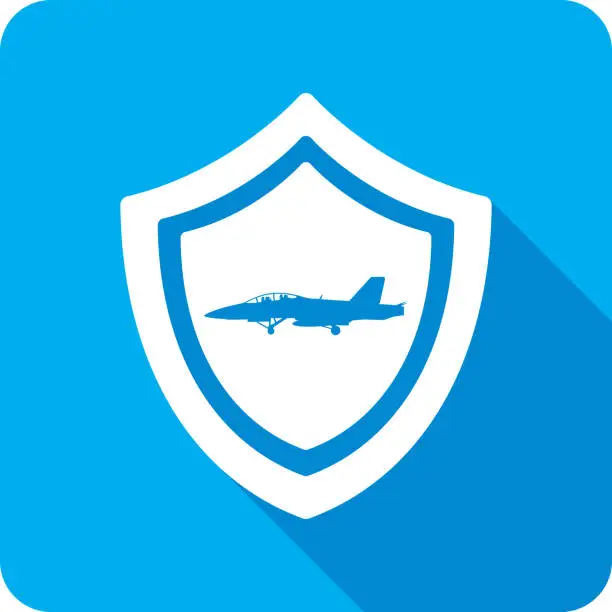 Vector illustration of Shield Jet Icon Silhouette 2