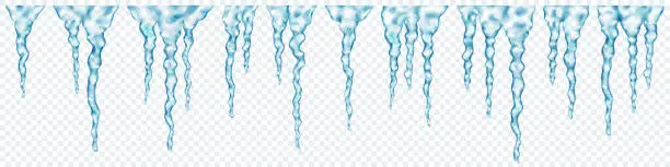 Vector illustration of Groups of translucent icicles
