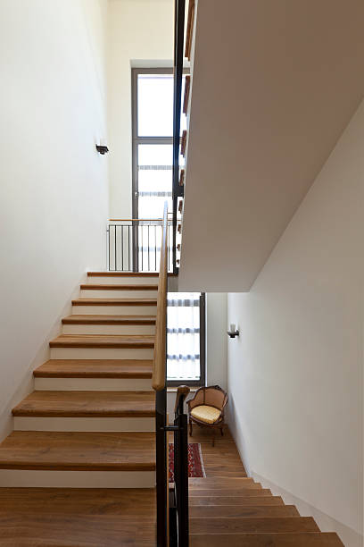 istock interior, wooden staircase 158857974