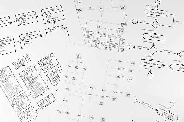 istock Sheets of paper with different styles of logical graphs 158858409