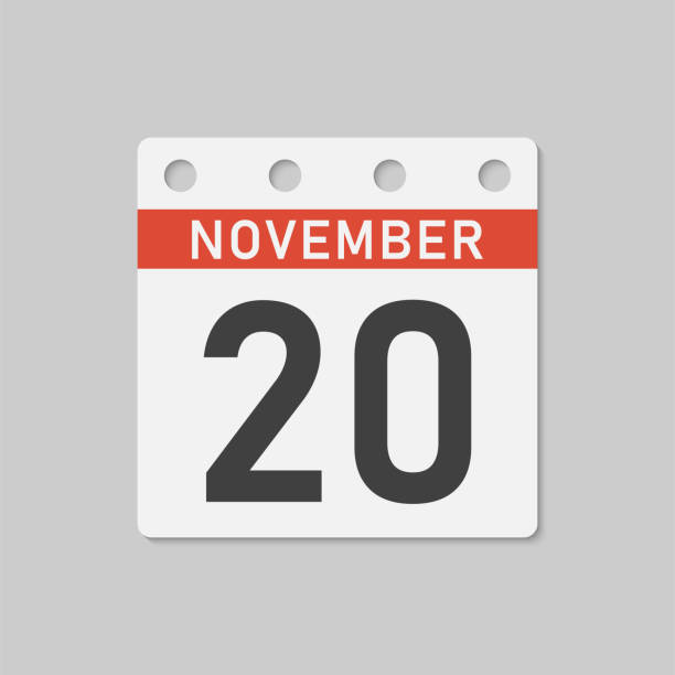 strona ikony dzień kalendarza - 20 listopada - today appointment personal organizer medicine stock illustrations