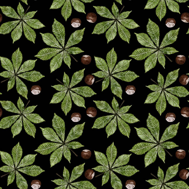 istock Floral seamless pattern with chestnut leaves and fruits. Watercolor print for textile or wallpaper. High quality illustration 1588587768