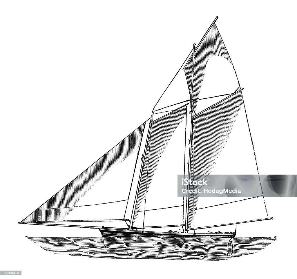 Antikes Holzschnitt Segelschiff drei masts - Lizenzfrei Segelschiff Stock-Illustration