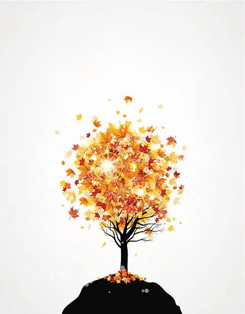 Vector illustration of Lonely tree