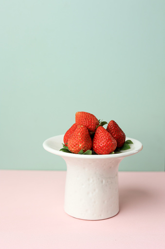 Strawberry on Mini Cake Stand, Copy Space for Text