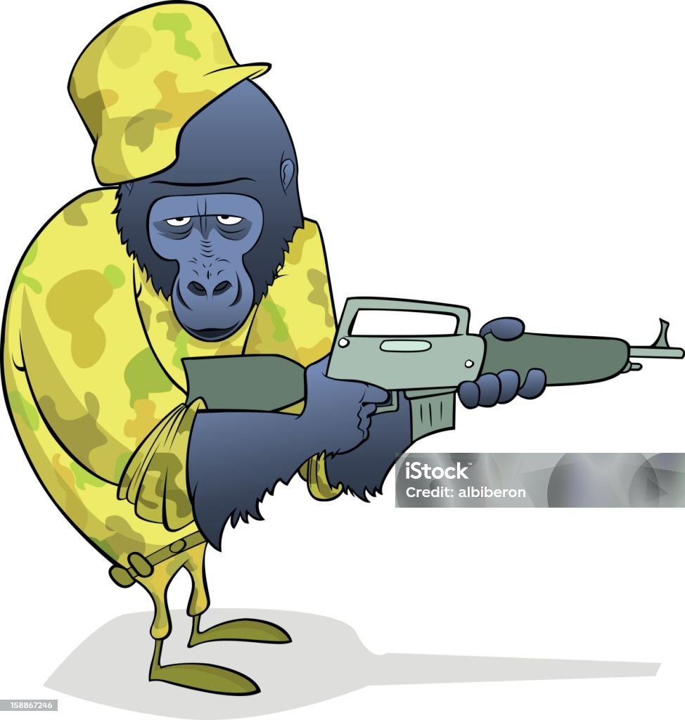 Gorilla-Soldat - Lizenzfrei Armeehelm Vektorgrafik