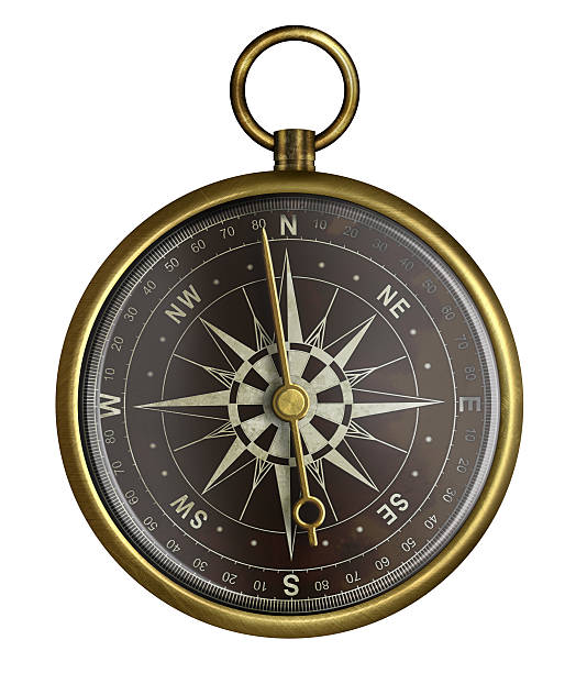 istock brass antique compass with dark face isolated on white 158870249