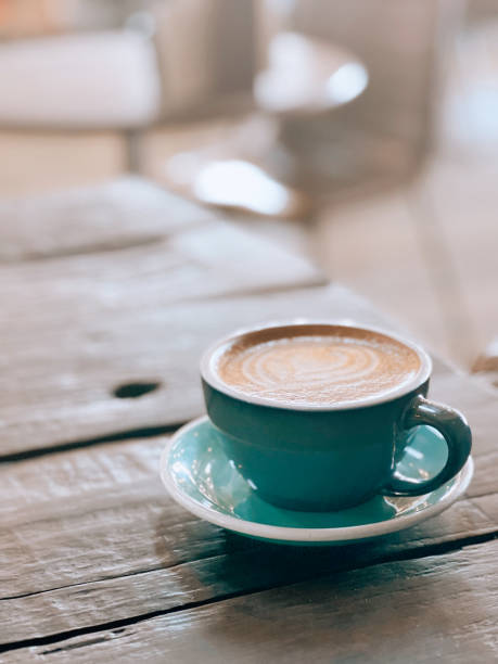 istock Latte Coffee in Turquoise Cup 1588703345