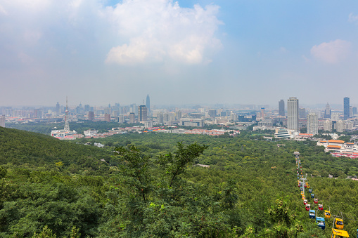 Panoramic view from the top of Qianfo Mountain Scenic Area in Jinan, Shandong, China