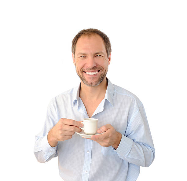 istock Portrait of man drinking coffee 158874429