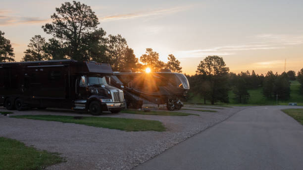 istock Camping in Rv trailer 1588750773