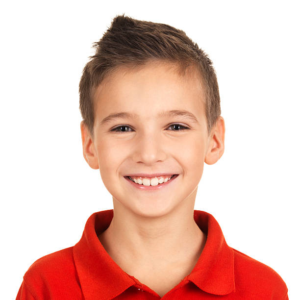 portrait of adorable young happy boy - 八歲到九歲 個照片及圖片檔