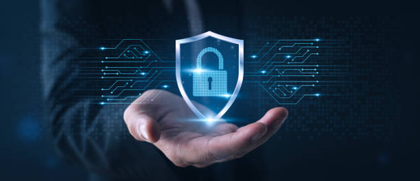 istock Businessman holding protection data shield icon, Data protection privacy concept 1588814873