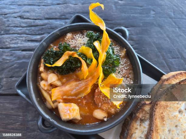 Pork And Bean Cassoulet Stock Photo - Download Image Now - Sweet Potato, Crockery, Restaurant