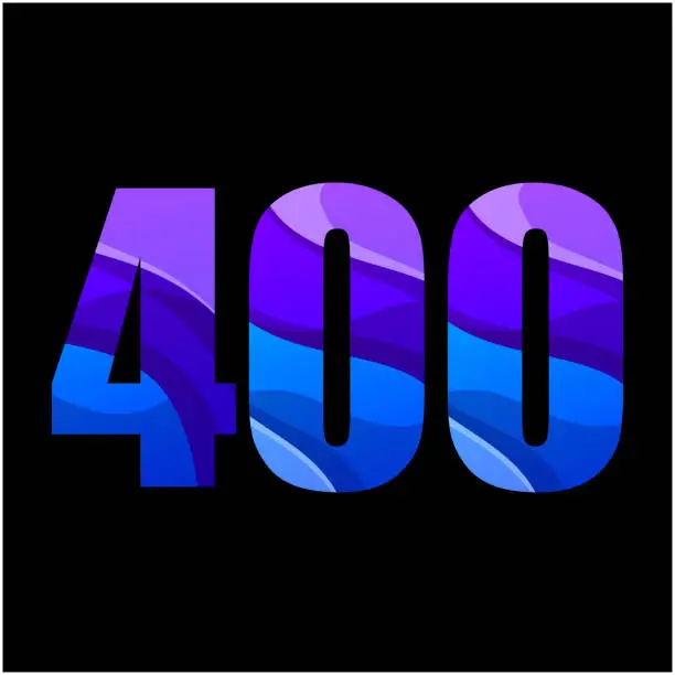 Vector illustration of number 400 colorful gradient logo design