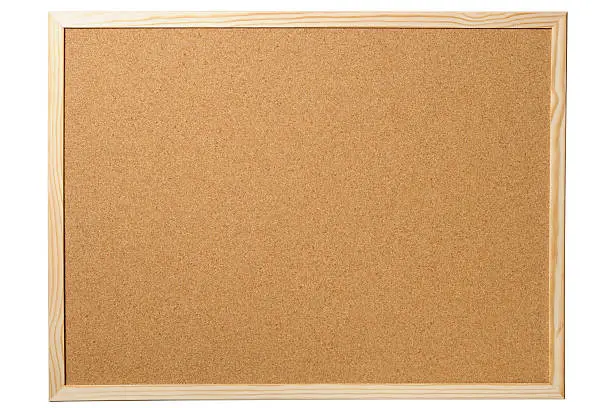 Photo of Isolated shot of blank cork board on white background