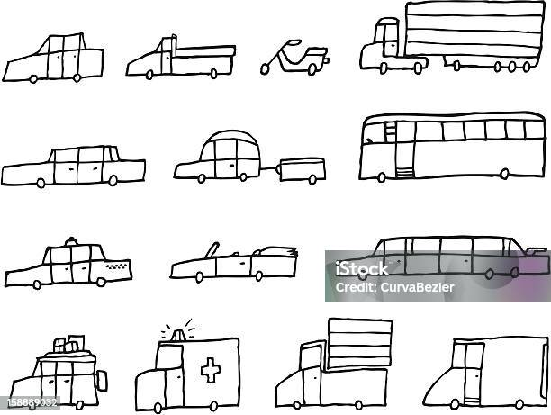 Ilustración de Coches De Dibujos Animados Divertidos Vehículos Y Transporte y más Vectores Libres de Derechos de Autobús