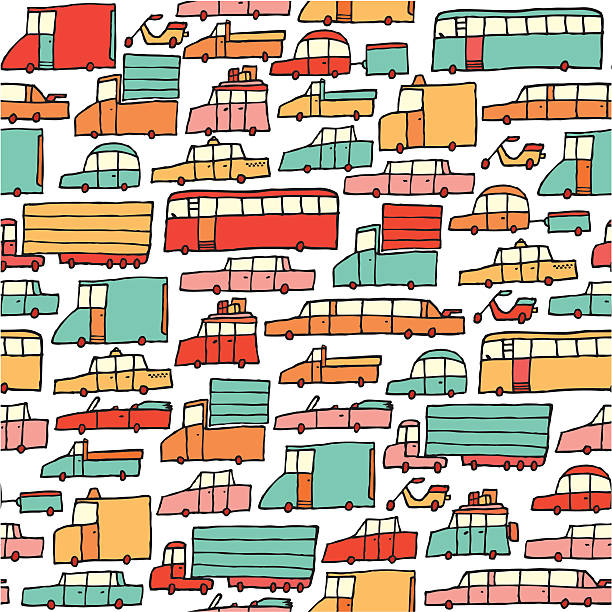 말풍선이 있는 지동차 연속무늬 - cartoon city town car stock illustrations