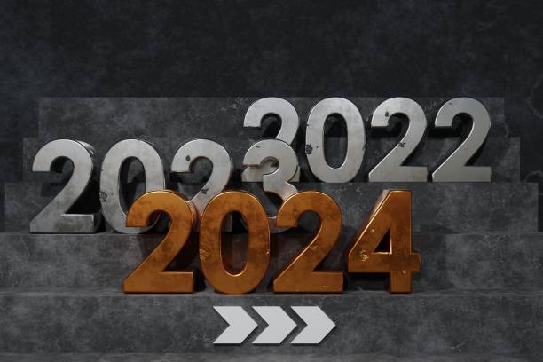 istock new year concept. 3d rendering, text 2024 on concentrate floor. motivation in the future. 1588891410