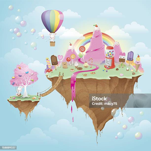 Cute Kawaii Floating Candy Island Stock Illustration - Download Image Now - Candy, Mountain, Fantasy